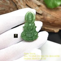 Phật Quan Âm Bồ Tát ngọc bích Canada xanh lá, KT 38mm - Ảnh 3