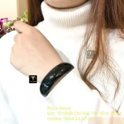 Vòng tay cẩm thạch xanh đen, bản 18mm Vòng tay cẩm thạch xanh đen, bản 18mm