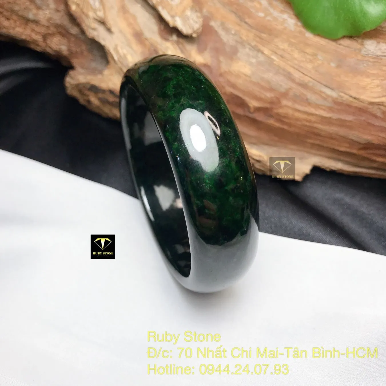 Vòng tay cẩm thạch xanh đen, bản 18mm Vòng tay cẩm thạch xanh đen, bản 18mm