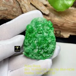 Phật quan âm ngọc Cẩm thạch xanh lý táo, KT 51mm