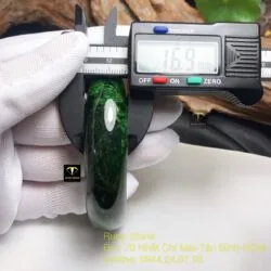 Vòng cẩm thạch sơn thuỷ xanh lá, bản 17mm - Ảnh 6