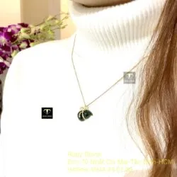Mặt dây chuyền Hồ lô Ngọc bích xanh đậm, vàng 18k