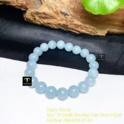 Vòng chuỗi ngọc Cẩm thạch màu lam nhạt 9,5 ly