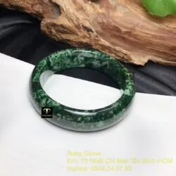 Vòng tay ngọc Cẩm thạch sơn thuỷ xanh vân trắng, bản 17mm - Ảnh 3