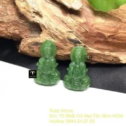 Phật Quan Âm Bồ Tát ngọc bích Canada xanh lá, KT 38mm