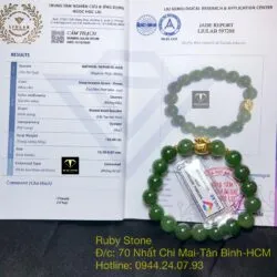 Vòng Ngọc bích xanh VIP, mix charm Túi tiền vàng 24k - Hình ảnh 4