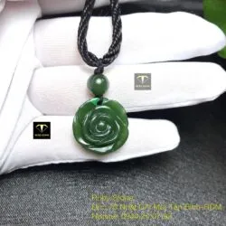 Mặt dây chuyền hoa mẫu đơn Ngọc bích xanh lý đậm Mặt dây chuyền hoa mẫu đơn Ngọc bích xanh lý đậm