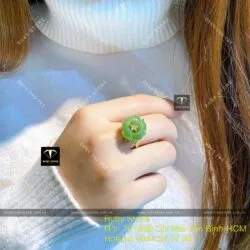 Nhẫn hoa mẫu đơn Ngọc bích, vàng 18k - Ảnh 6