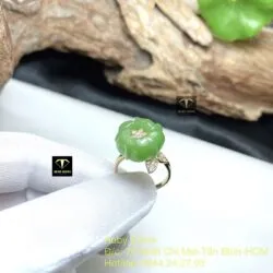 Nhẫn hoa mẫu đơn Ngọc bích, vàng 18k - Ảnh 8