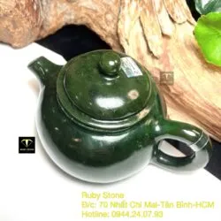 Ấm trà ngọc bích Canada trơn chạm tay - Hình ảnh 4