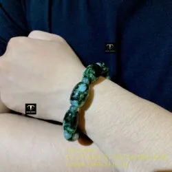 Vòng tay lu thống ngọc Cẩm thạch sơn thuỷ xanh lý dáng thon