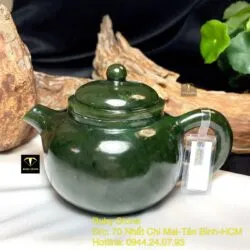 Ấm trà ngọc bích Canada trơn chạm tay - Hình ảnh 7