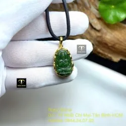 Phật bản mệnh ngọc bích Canada cho bé, vàng 18k, KT 20mm