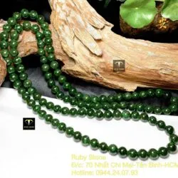 Chuỗi cổ 108 hạt ngọc bích Canada xanh lý đậm 10 ly