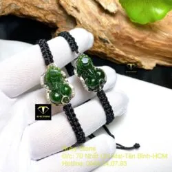 Tỳ hưu ngọc bích tết dây đeo tay, bạc 925 - Ảnh 2