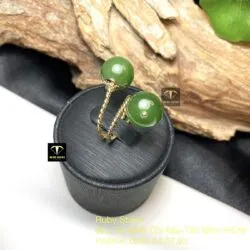 Nhẫn 2 trái châu Ngọc bích, vàng 18k - Hình ảnh 4