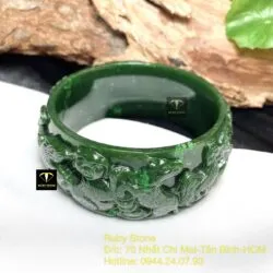 Vòng 12 con giáp ngọc bích Canada xanh đậm chạm tay tinh xảo - Ảnh 7
