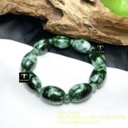 Vòng tay lu thống ngọc Cẩm thạch sơn thuỷ xanh lý dáng thon
