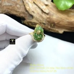 Nhẫn tỳ hưu ngọc bích Canada xanh lá, vàng 18k - Ảnh 5