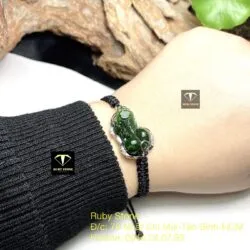 Tỳ hưu ngọc bích tết dây đeo tay, bạc 925 - Ảnh 5