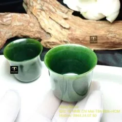 Cặp ly (chén) trà Ngọc bích Canada, cao 50mm - Hình ảnh 4