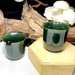 Cặp ly (chén) trà Ngọc bích Canada, cao 50mm