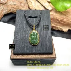 Phật bản mệnh ngọc bích Canada cho bé, vàng 18k, KT 20mm