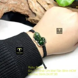 Tỳ hưu ngọc bích tết dây đeo tay, bạc 925