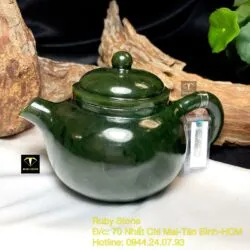 Ấm trà ngọc bích Canada trơn chạm tay - Hình ảnh 6