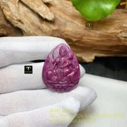 Phổ hiền bồ tát - Phật bản mệnh Ruby Nam Phi, kích thước 34mm