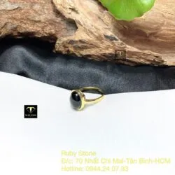 Nhẫn Oval ngọc Phỉ Thuý Mực Dục, vàng 18k - Hình ảnh 6