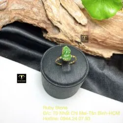 Nhẫn tỳ hưu Ngọc bích Canada xanh lá, vàng 18k - Ảnh 6