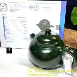 Ấm trà ngọc bích Canada trơn chạm tay - Hình ảnh 5