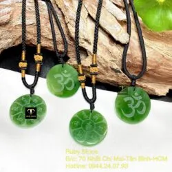 Mặt dây chuyền Lục Tự Đại Minh Chân Ngôn, mặt sau khắc chữ “Om”, KT 31mm - Ảnh 2