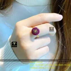 Nhẫn đồng điếu Ruby Nam Phi, vàng 18k
