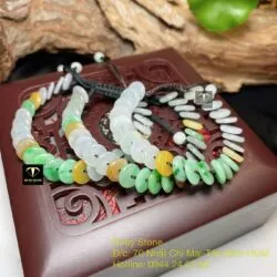 Vòng tay đồng điếu ngọc Cẩm thạch tứ quý - Hình ảnh 3