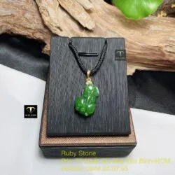 Mặt dây chuyền Tỳ hưu ngọc bích Canada, móc vàng 18k - Ảnh 3