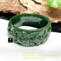 Vòng 12 con giáp ngọc bích Canada xanh đậm chạm tay tinh xảo - Ảnh 5