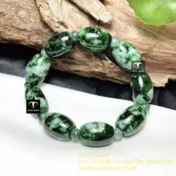 Vòng tay lu thống ngọc Cẩm thạch sơn thuỷ xanh lý dáng thon