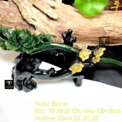 Trâm cài tóc hoa mẫu đơn ngọc bích Canada tạc tay tinh xảo