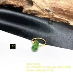 Nhẫn tỳ hưu Ngọc bích Canada xanh lá, vàng 18k - Ảnh 4