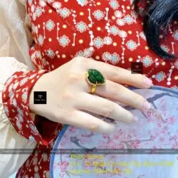 Nhẫn thiềm thừ (cóc ba chân) ngọc bích Canada, vàng 18k - Hình ảnh 4