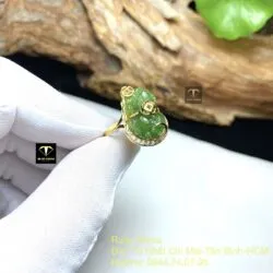 Nhẫn tỳ hưu ngọc bích Canada xanh lá, vàng 18k - Ảnh 6