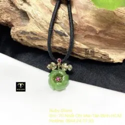 Mặt dây chuyền Hoa mẫu đơn Ngọc bích, vàng 18k - Ảnh 2