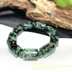 Vòng tay lu thống ngọc cẩm thạch sơn thuỷ vuông - Ảnh 4