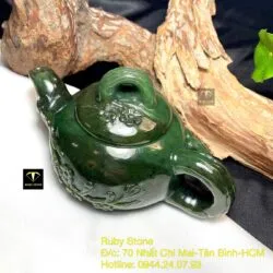 Ấm trà hoa mai ngọc bích Canada tạc tay tinh xảo - Hình ảnh 3