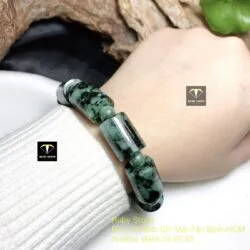 Vòng tay lu thống ngọc cẩm thạch sơn thuỷ vuông - Ảnh 6