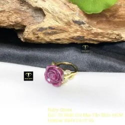 Nhẫn hoa hồng Ruby Nam Phi, vàng 18k - Hình ảnh 5