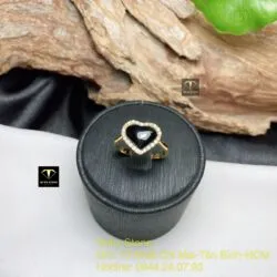 Nhẫn trái tim Phỉ Thuý Mực Dục, vàng 18k - Hình ảnh 2