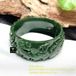 Vòng 12 con giáp ngọc bích Canada xanh đậm chạm tay tinh xảo - Ảnh 8